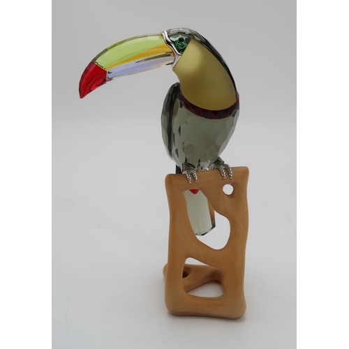 2197 - A SWAROVSKI CRYSTAL BIRDS OF PARADISE  FIGUREof a Toucan on wooden base, 20cm high... 