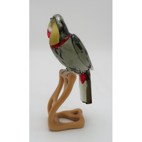 2197 - A SWAROVSKI CRYSTAL BIRDS OF PARADISE  FIGUREof a Toucan on wooden base, 20cm high... 