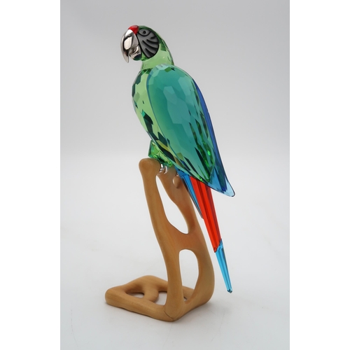 2199 - A SWAROVSKI CRYSTAL BIRDS OF PARADISE  FIGUREof a Macaw on wooden base, 23cm high... 