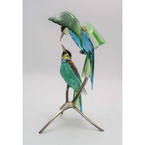 2201 - A SWAROVSKI CRYSTAL BIRDS OF PARADISE  FIGUREof two Bee Eaters on branches, 29cm high... 