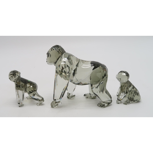 2213 - SWAROVSKI CRYSTAL ENDANGERED WILDLIFE SERIES FIGURES - GORILLAScomprising mother and two infants, de... 