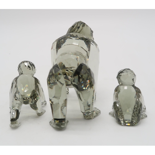 2213 - SWAROVSKI CRYSTAL ENDANGERED WILDLIFE SERIES FIGURES - GORILLAScomprising mother and two infants, de... 