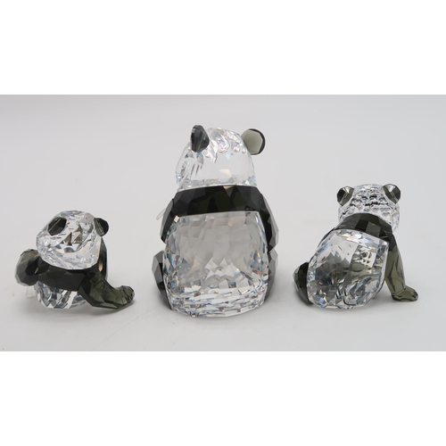 2214 - SWAROVSKI CRYSTAL ENDANGERED WILDLIFE SERIES FIGURES - PANDAScomprising mother and two cubs, designe... 