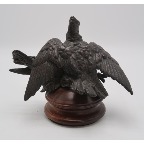 2220 - A BRONZE GROUP OF A PAIR OF PIGEONS OR DOVESprobably French, 21cm high on wooden base... 