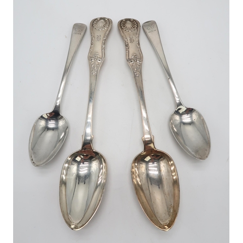 2402 - A PAIR OF WILLIAM IV SCOTTISH SILVER BASTING SPOONSby William Russell II, Glasgow 1831, in the fiddl... 