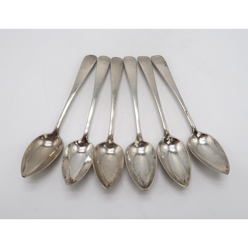 2403 - GREENOCK;A set of six Scottish provincial silver tea spoons, by Nathaniel Hunter, marked NH, oak tre... 