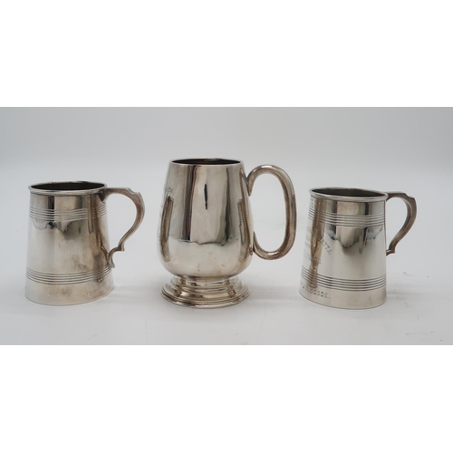 2413 - THREE EDWARDIAN SILVER TANKARDS AWARDED TO WINNERS OF THE BRIDLINGTON REGATTAone of baluster form, b... 