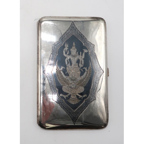 2415 - A THAI SILVER ILNAID CIGARETTE CASEby F.W Margrett & Co, of rectangular form, depicting Garuda c... 