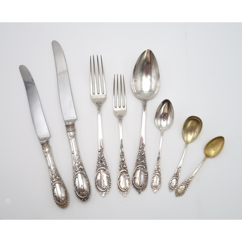 2416 - A PART SUITE OF GERMAN SILVER CUTLERY800 standard, comprising 16 forks, 21cm, 18 side forks, 18cm, 1... 