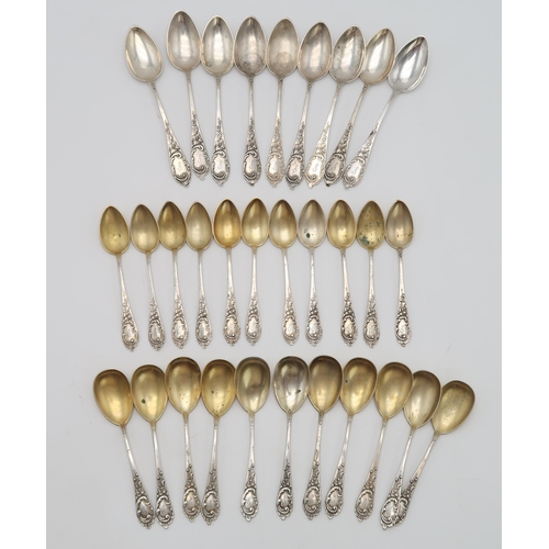 2416 - A PART SUITE OF GERMAN SILVER CUTLERY800 standard, comprising 16 forks, 21cm, 18 side forks, 18cm, 1... 