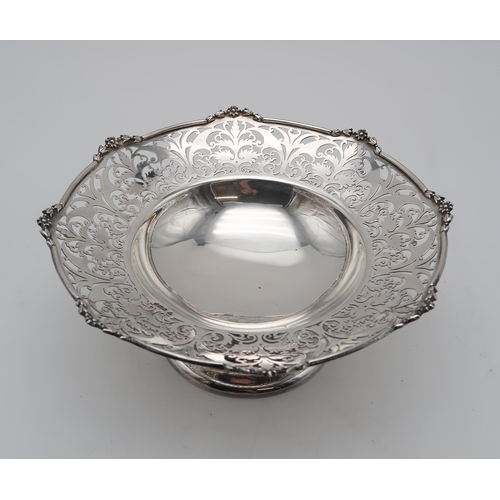 2434 - A GEORGE V SILVER FOOTED DISHby Charles Edward Nixon, Sheffield 1919, with geometric floral openwork... 