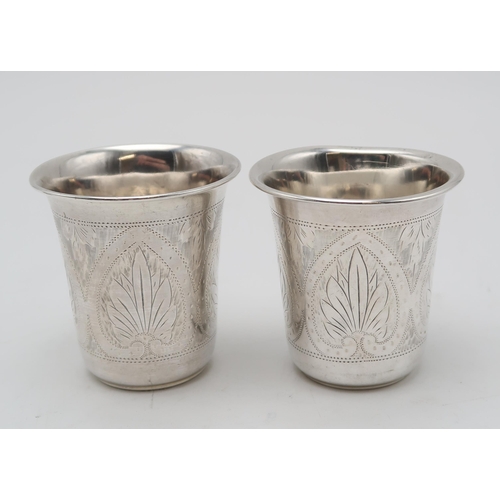 2437 - A COLLECTION OF SILVER KIDDUSH CUPSincluding a pair by Moses Salkind & Co, London 1901, another ... 