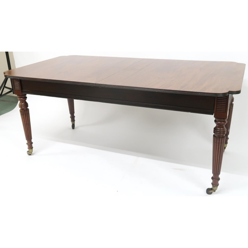 2024 - A GEORGE IV MAHOGANY DINING TABLE & EIGHT CHAIRS comprising extending dining table with shaped r... 