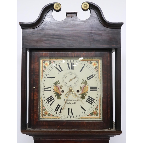 2032 - A 19TH CENTURY OAK CASED JNO WINSTABLE HOLYWELL LONGCASE CLOCK with floral painted face, 35cm high x... 