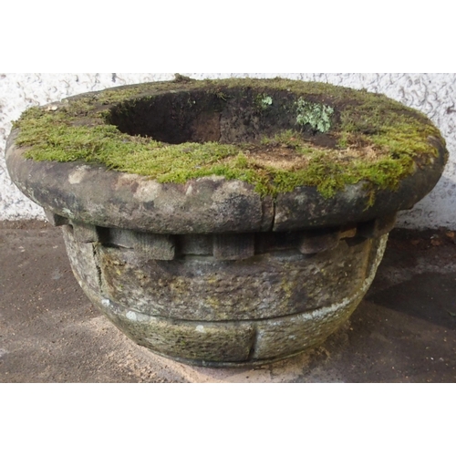 2055 - AN EARLY 20TH CENTURY ARCHITECTURAL STYLE GARDEN PLANTER with dentil detail under top rim, 48cm... 