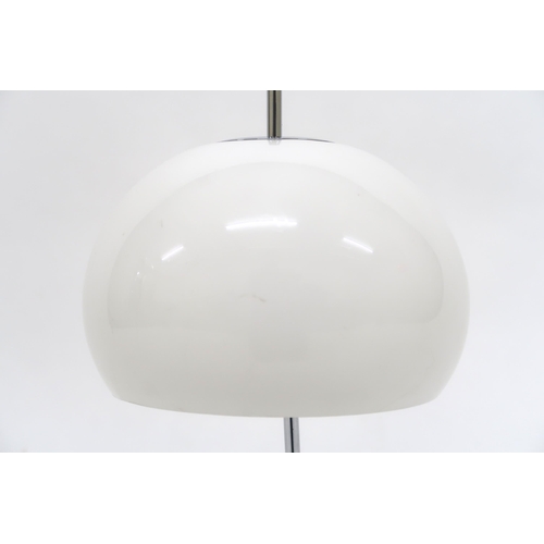 2112 - A 20TH CENTURY AFTER HARVEY GUZINNI TABLE LAMP with white acrylic shade on chromed upright and circu... 