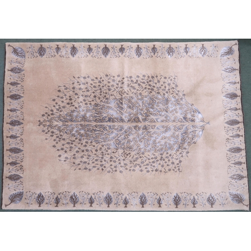 2133 - A BEIGE GROUND SHIRAZ RUG with flowering tree of life ground and foliate border, 236cm long x 166cm ... 