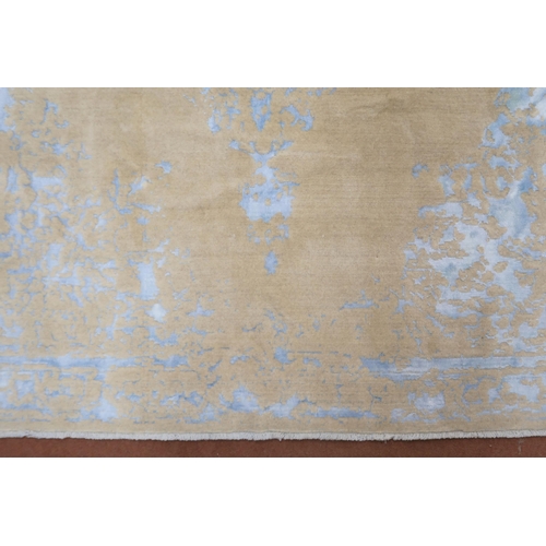 2136 - A BLUE AND CREAM GROUND SHIRAZ RUG with mottled tree of life design with mottled borders, 235cm long... 