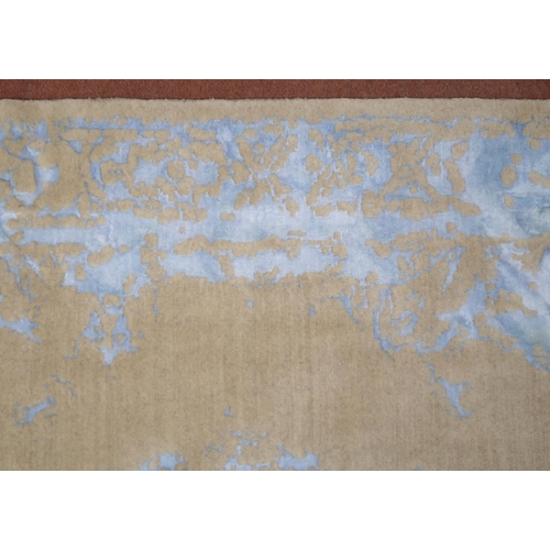 2136 - A BLUE AND CREAM GROUND SHIRAZ RUG with mottled tree of life design with mottled borders, 235cm long... 