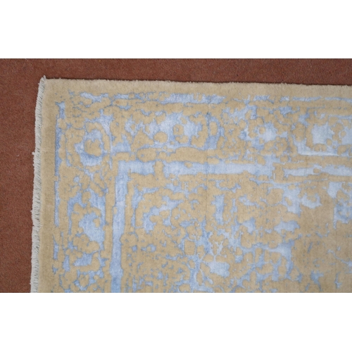 2136 - A BLUE AND CREAM GROUND SHIRAZ RUG with mottled tree of life design with mottled borders, 235cm long... 