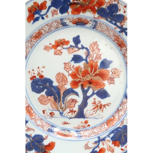 2303 - EIGHT CHINESE EXPORT PLATES AND A BOWLComprising;A shallow blue and white bowl, 24.5cm diameter,six ... 