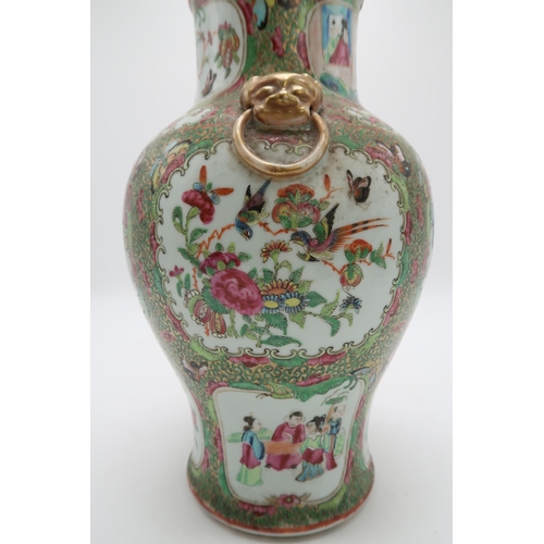 2306 - A CANTONESE BALUSTER VASE AND COVERPainted with panels of figures, birds, flowers and insects,divide... 