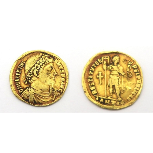 2481 - ROMAN EMPIRE VALENTINIAN I 364-375 AD SOLIDUS Obverse: bust of Valentinian I right, pearl-diademed, ... 