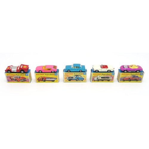 2615 - A COLLECTION OF BOXED LESNEY MATCHBOX SUPERFAST MODEL VEHICLESComprising 19 Road Dragster, 20 Lambor... 