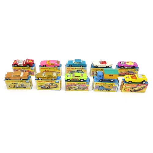 2615 - A COLLECTION OF BOXED LESNEY MATCHBOX SUPERFAST MODEL VEHICLESComprising 19 Road Dragster, 20 Lambor... 