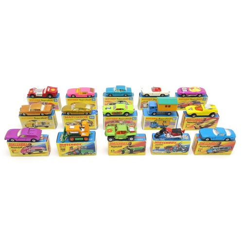 2615 - A COLLECTION OF BOXED LESNEY MATCHBOX SUPERFAST MODEL VEHICLESComprising 19 Road Dragster, 20 Lambor... 