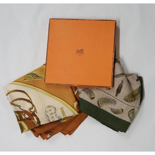 2617 - HERMES; A SILK SCARF'Springs', designed by Phillipe Ledoux, with original box, approx 88 x 90cm, ano... 