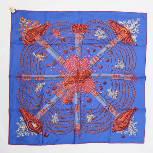 2618 - HERMES; A SILK SCARF'Chemins de Corail', designed by Annie Faivre, approx 90 x 88cm, with original b... 