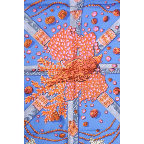 2618 - HERMES; A SILK SCARF'Chemins de Corail', designed by Annie Faivre, approx 90 x 88cm, with original b... 