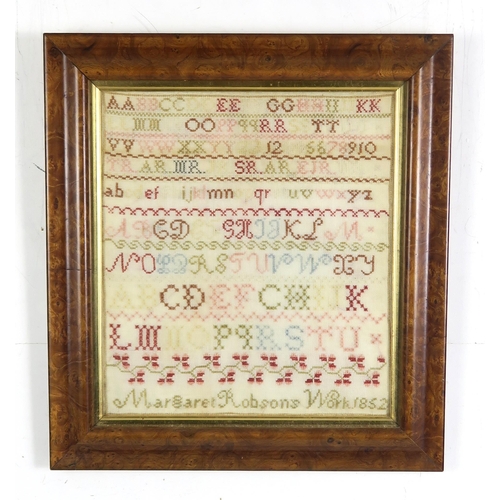 2624 - THREE VICTORIAN NEEDLEWORK SAMPLERSRespectively, by Janet Andrew, dated January 18th 1880, housed in... 