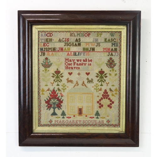 2624A - TWO VICTORIAN NEEDLEWORK SAMPLERSOne by Mary Young, dated 1841, featuring a depiction of a country h... 