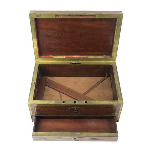 2626 - A VICTORIAN BRASS-BOUND MAHOGANY STRONG BOXHaving flush handles to sides, the lower portion accommod... 