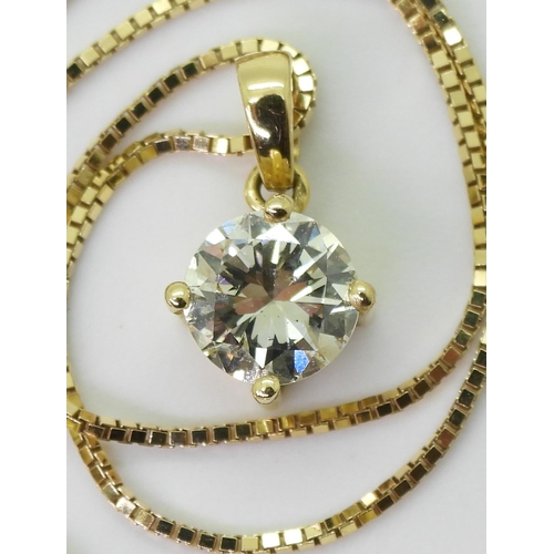 2752 - A DIAMOND SOLITAIRE PENDANT mounted in 18ct gold mount and on a 18ct gold box chain 45cm, the diamon... 
