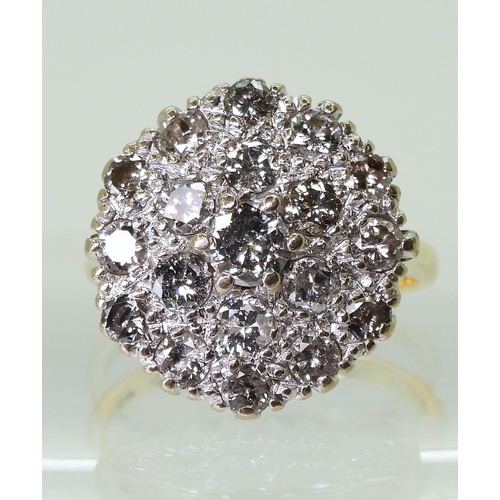 2787 - A DIAMOND CLUSTER RINGset with estimated approx 1.60cts of brilliant cut diamonds in a circular form... 