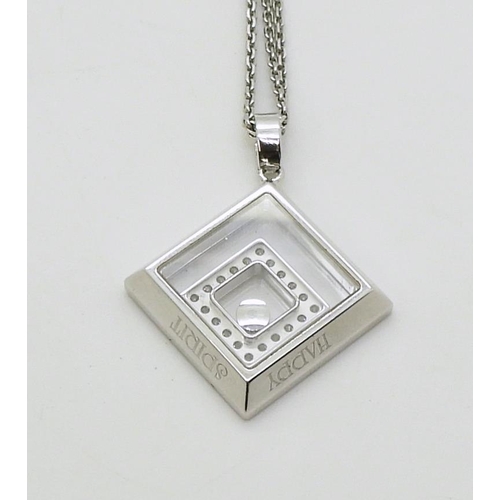 2795 - A CHOPARD HAPPY-SPIRIT PENDANTin 18ct white gold, the square pendant has two diamond set free floati... 