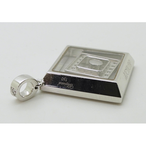 2795 - A CHOPARD HAPPY-SPIRIT PENDANTin 18ct white gold, the square pendant has two diamond set free floati... 