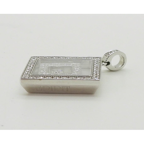 2795 - A CHOPARD HAPPY-SPIRIT PENDANTin 18ct white gold, the square pendant has two diamond set free floati... 