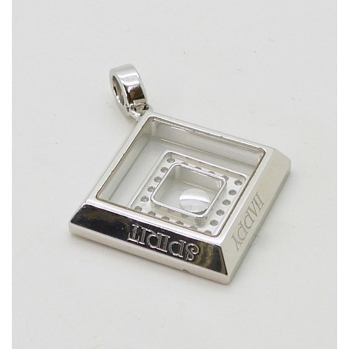 2795 - A CHOPARD HAPPY-SPIRIT PENDANTin 18ct white gold, the square pendant has two diamond set free floati... 