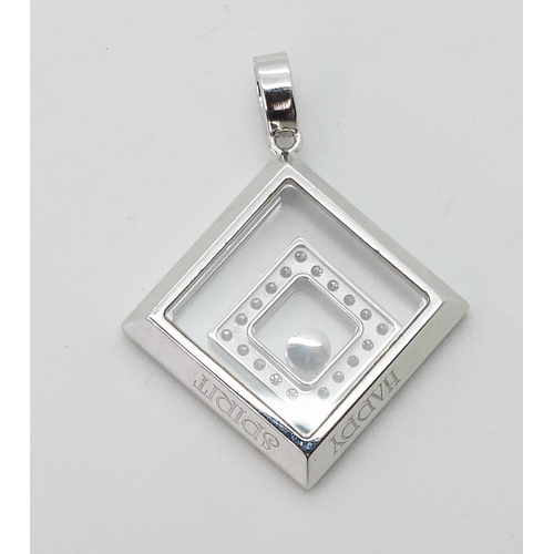 2795 - A CHOPARD HAPPY-SPIRIT PENDANTin 18ct white gold, the square pendant has two diamond set free floati... 