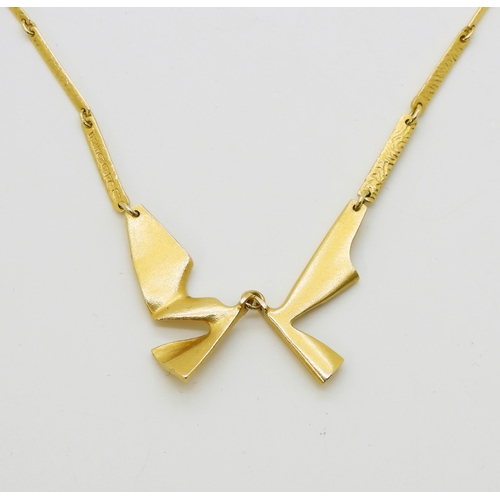 2800 - AN 14CT LAPPONIA NECKLACEan abstract winged form with baton links and box clasp, signed Lapponia wit... 