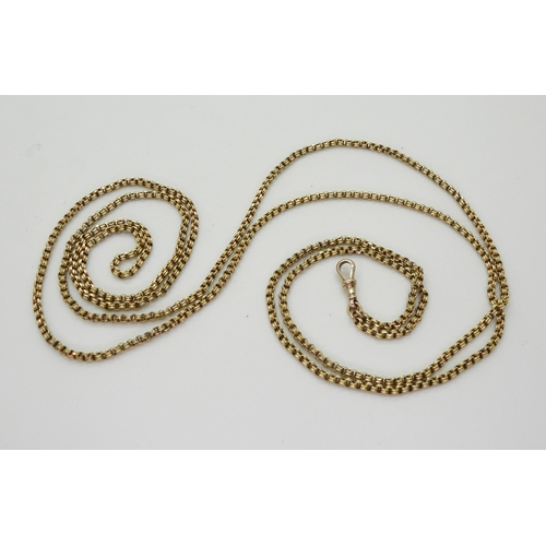 2802 - A 9CT GOLD GUARD CHAINthe vintage chain is a bright cut double belcher link with 9ct soldered on tag... 