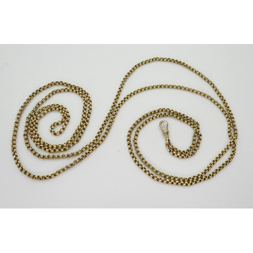 2802 - A 9CT GOLD GUARD CHAINthe vintage chain is a bright cut double belcher link with 9ct soldered on tag... 