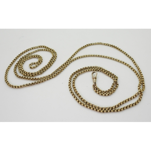 2802 - A 9CT GOLD GUARD CHAINthe vintage chain is a bright cut double belcher link with 9ct soldered on tag... 