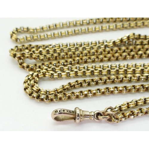 2802 - A 9CT GOLD GUARD CHAINthe vintage chain is a bright cut double belcher link with 9ct soldered on tag... 