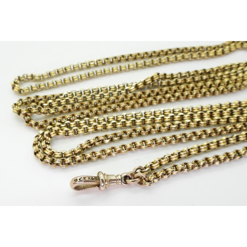 2802 - A 9CT GOLD GUARD CHAINthe vintage chain is a bright cut double belcher link with 9ct soldered on tag... 