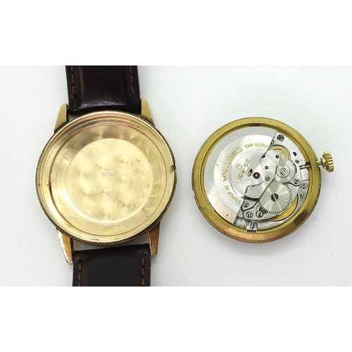 2915 - A BLUE RIBBON AUTOMATIC CERTINAwhite dial date aperture, gold coloured baton numerals and black bato... 